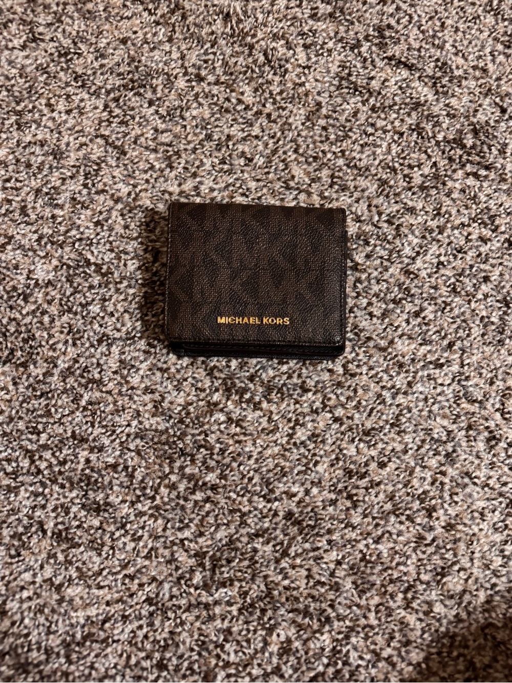 Michael Kors Brown and Gold Trifold Card Holder